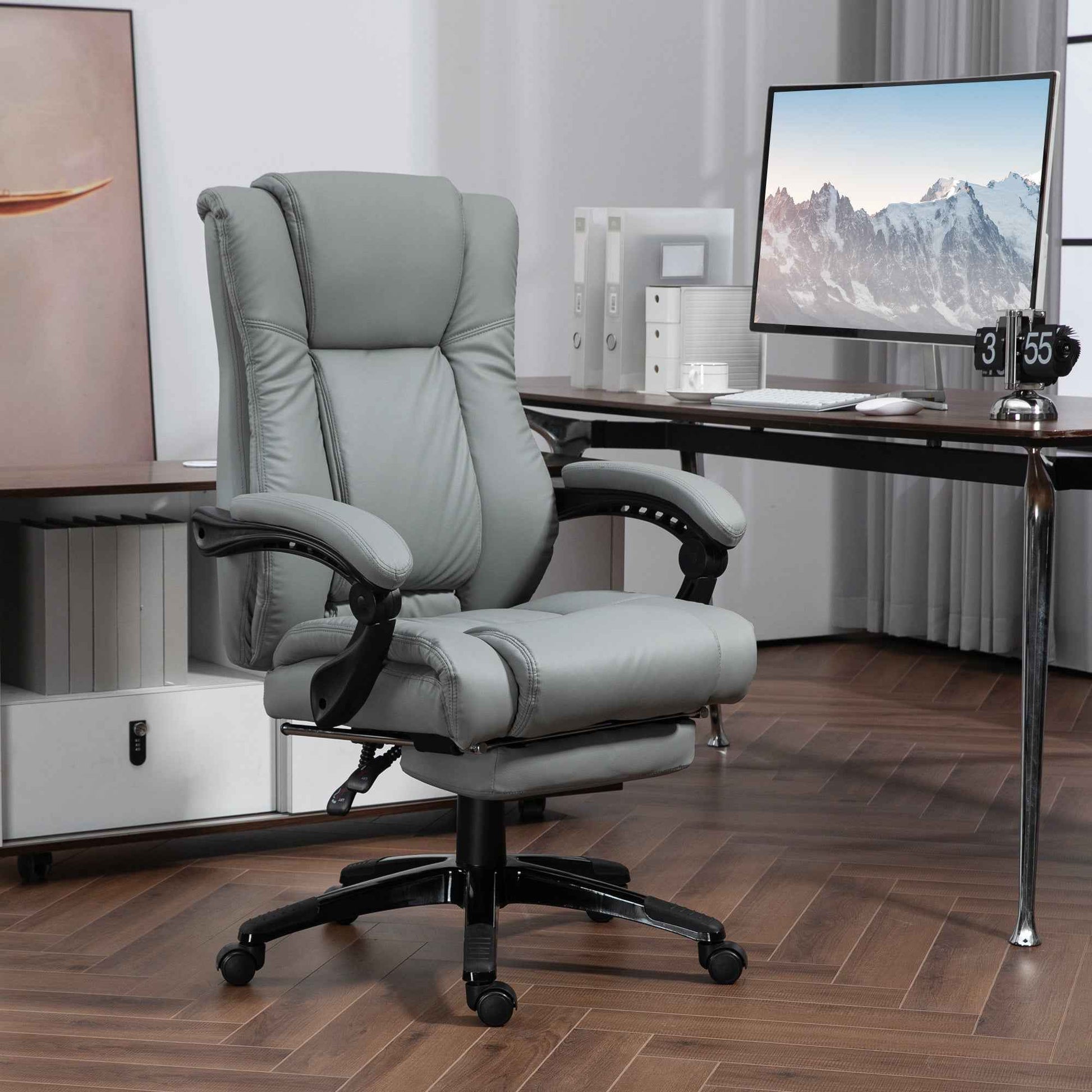 PU Leather Executive Office Chair with Foot Rest - Ergo Heights