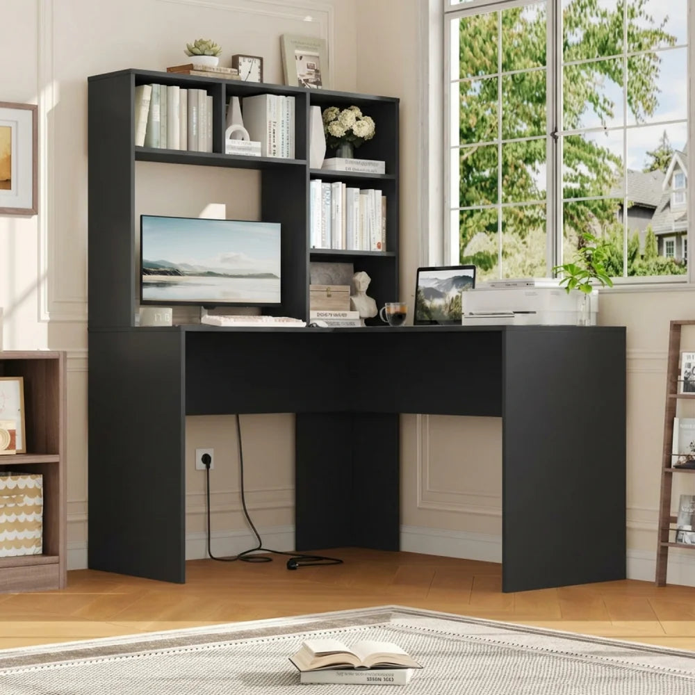 Desk Corner Desk White L Shaped Computer Table Office Table for Study Home Office 124.7X107.8X152.5 Cm