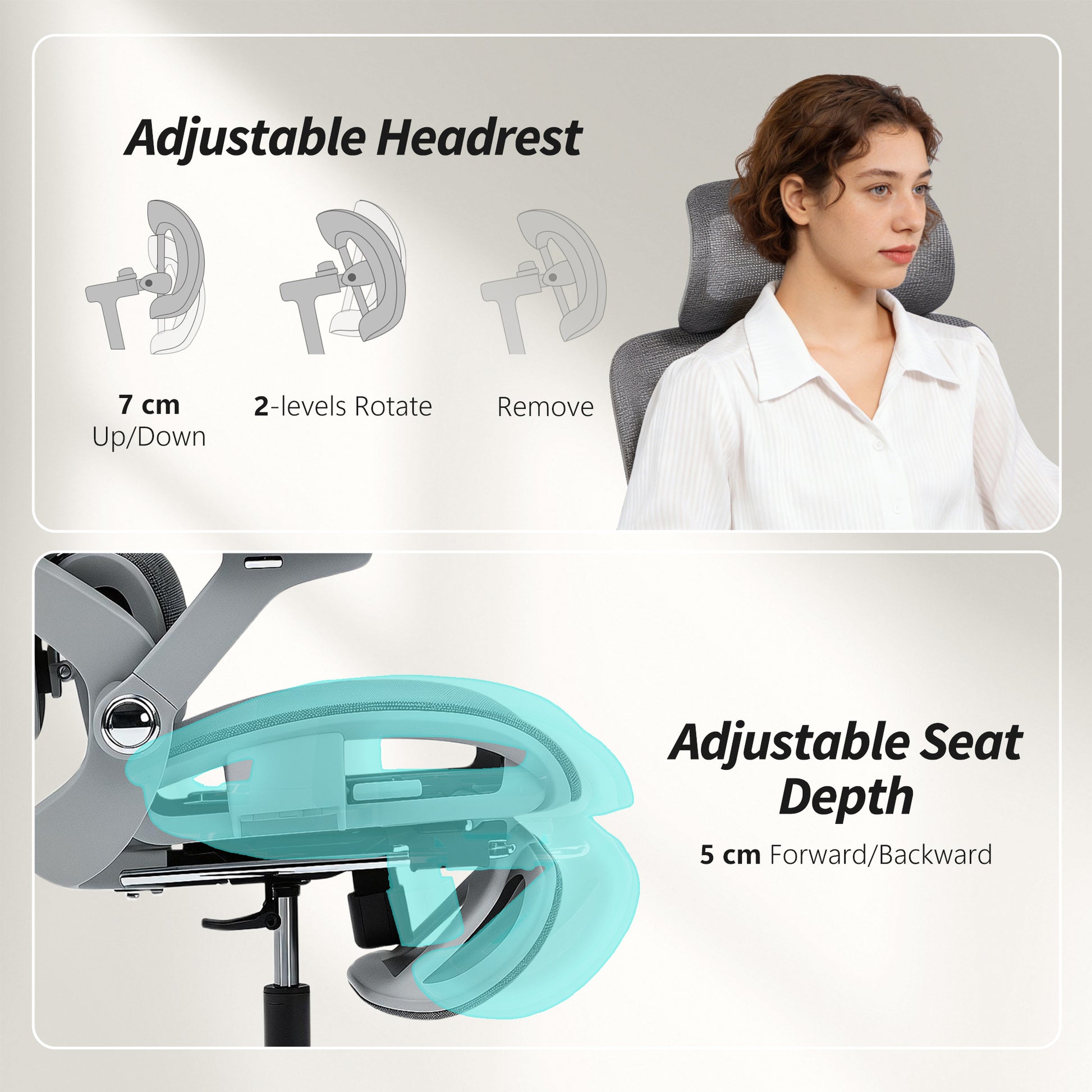 Ergonomic Office Chair with Separated Backrest, High Back Mesh Desk Chair