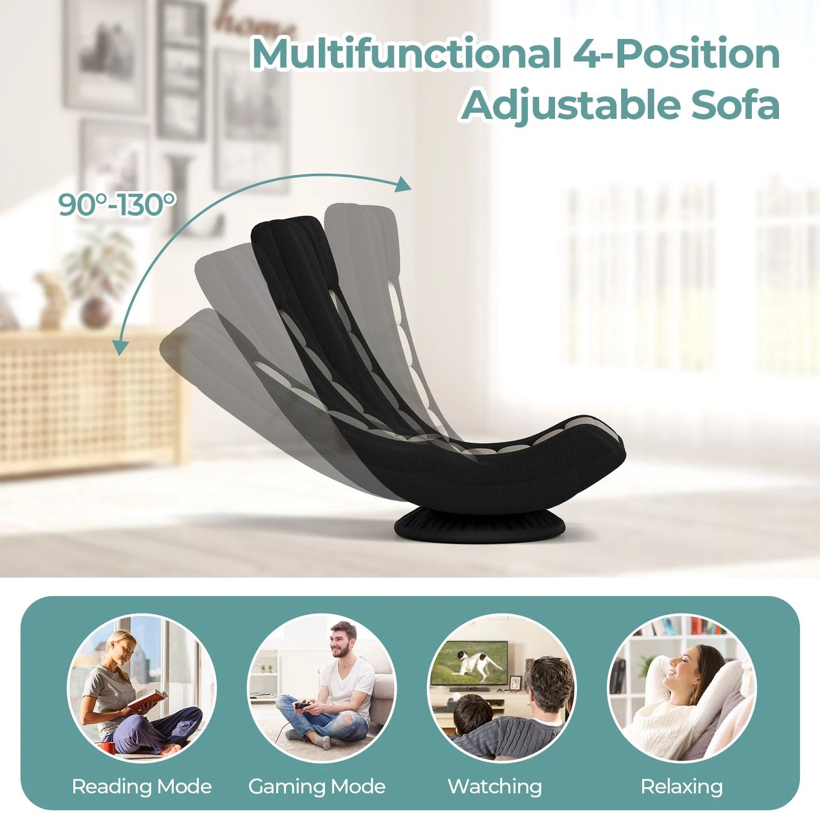 360° Swivel Gaming Chair 4 Position Adjustable Folding Floor Sofa