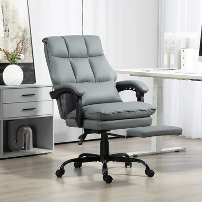 HOMCOM Executive Office Chair, PU Leather Desk Chair with Armrests Grey