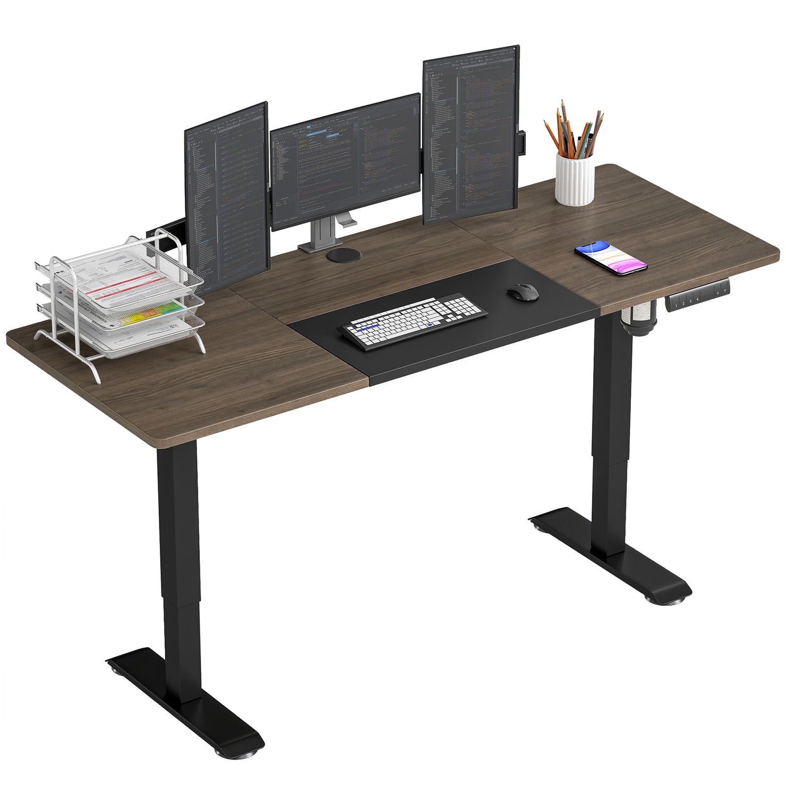 Height Adjustable Electric Standing Desk Stand up Desk for Home Office Black