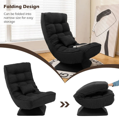 4-Position Adjustable Floor Chair with Swivel Base