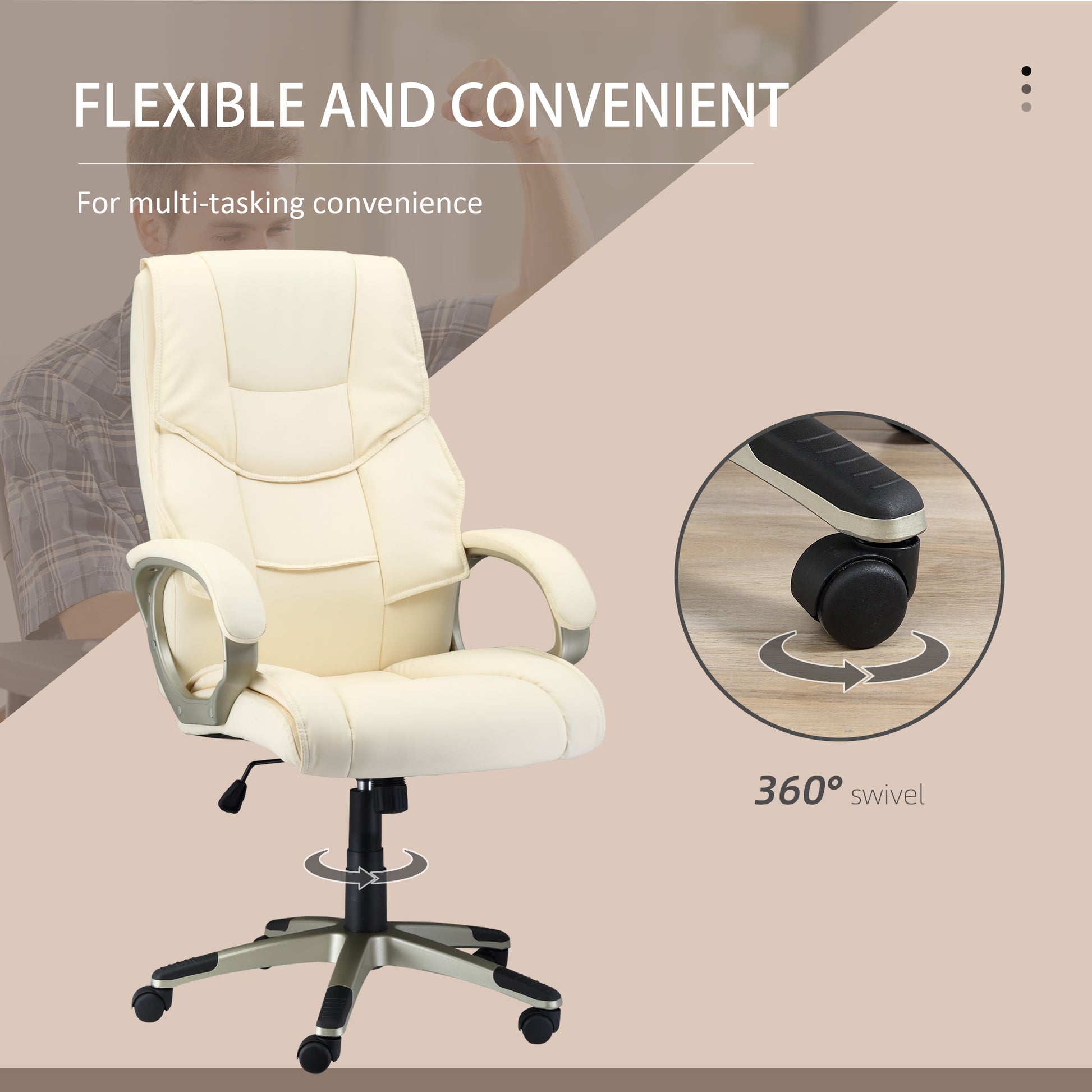 Executive Computer Office Desk Chair High Back Faux Leather Swivel Chair