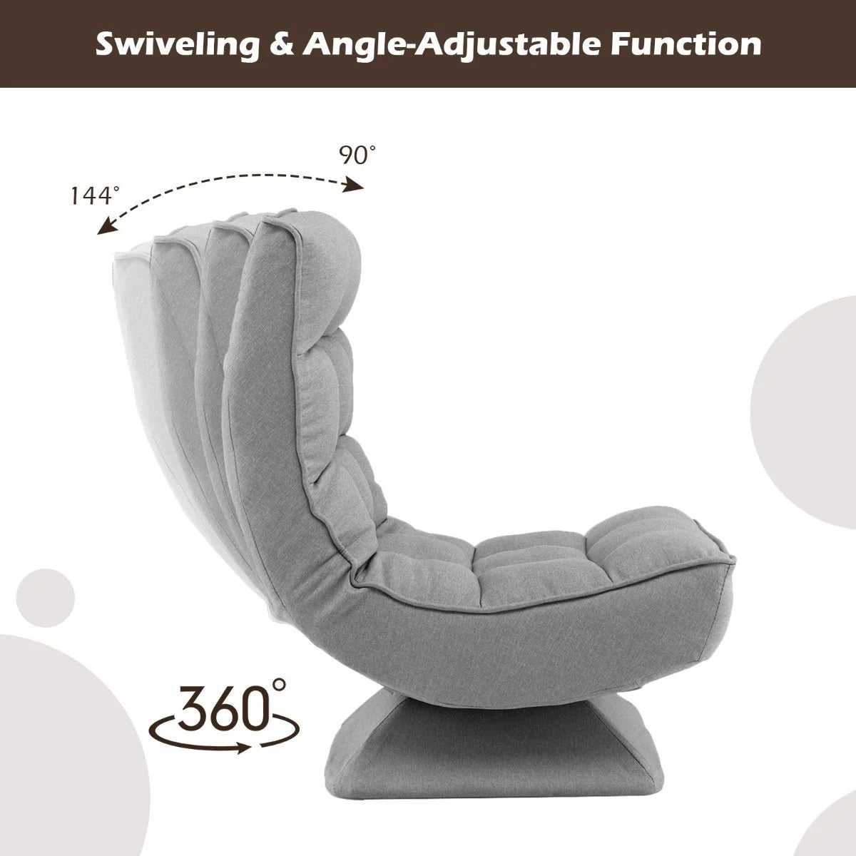4-Position Adjustable Floor Chair with Swivel Base