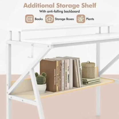 Compact Computer Desk with Monitor Stand and Shelf - Ergo Heights