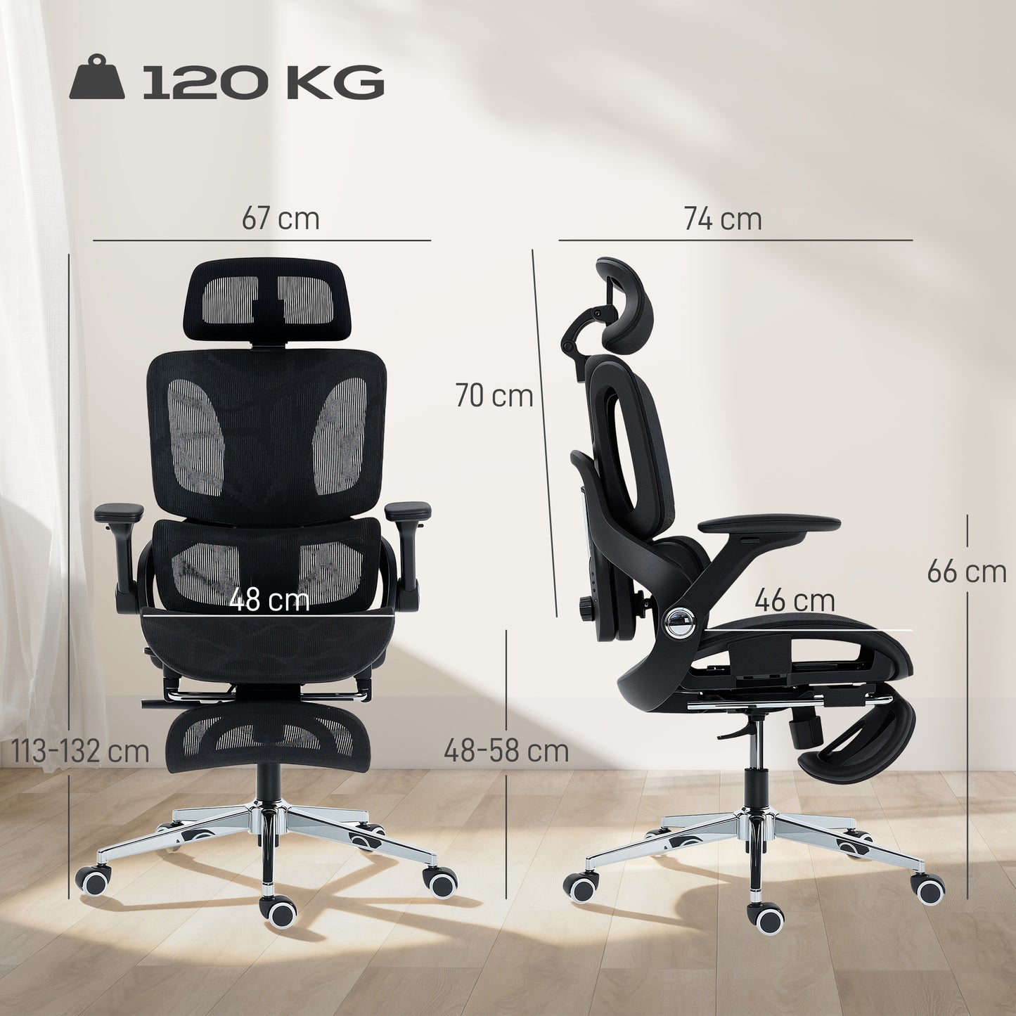 Ergonomic Office Chair with Separated Backrest, High Back Mesh Desk Chair