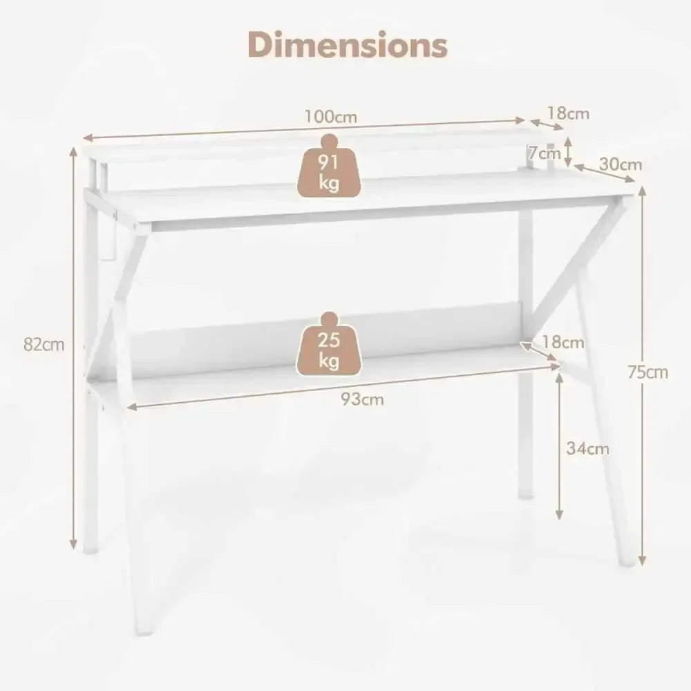 Compact Computer Desk with Monitor Stand and Shelf - Ergo Heights