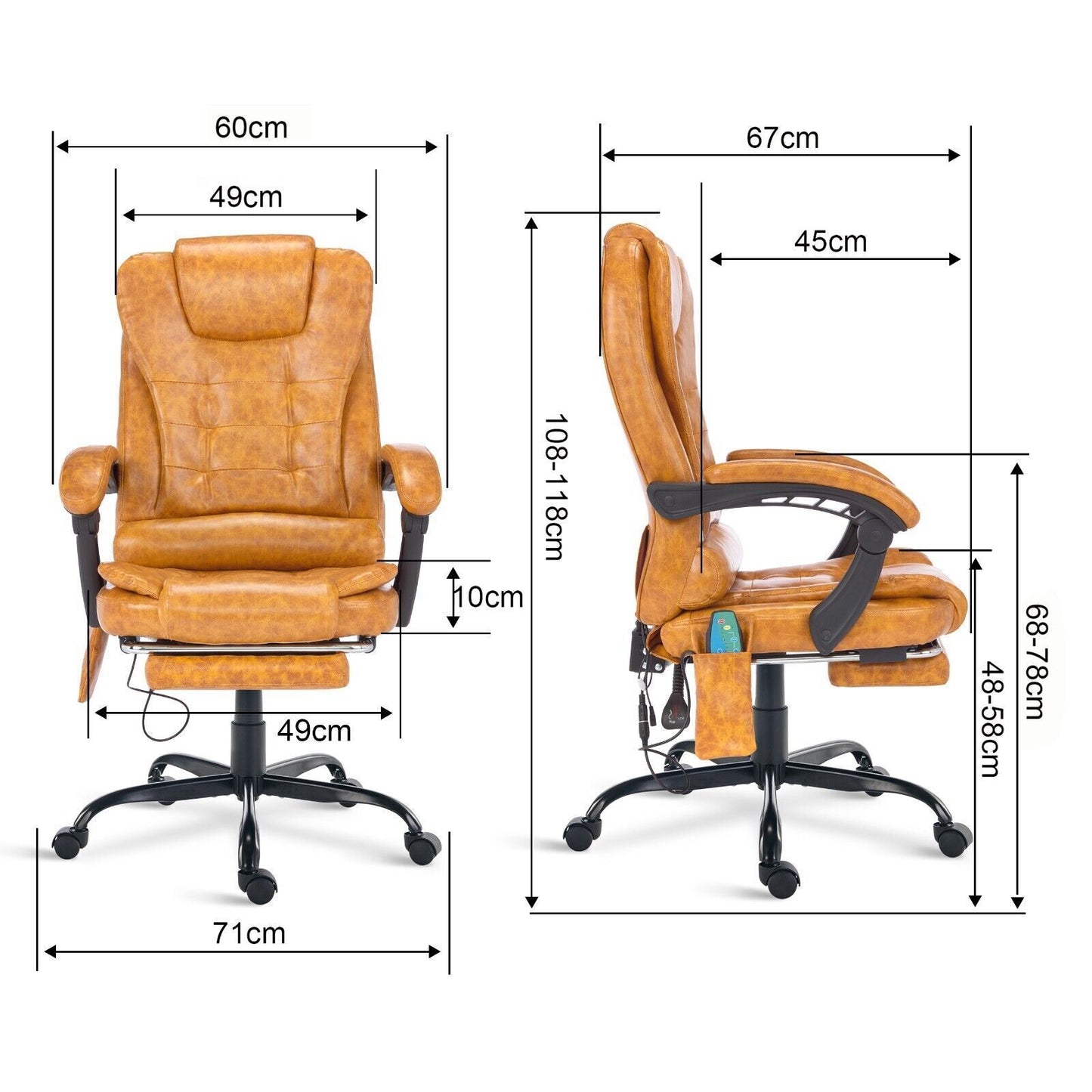 Massage Office Chair Gaming Computer Desk Swivel Recliner Chair Leather Footrest