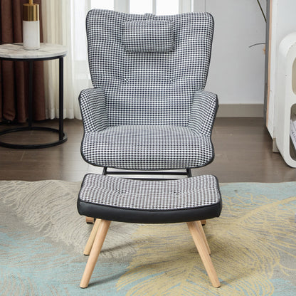 Rocking Chairs for Adults, Tteddy Rocking Chair Relaxing Recliner Chair with Solid Wood Legs High Back Lounge Chairs for Balcony Living Room Bedroom