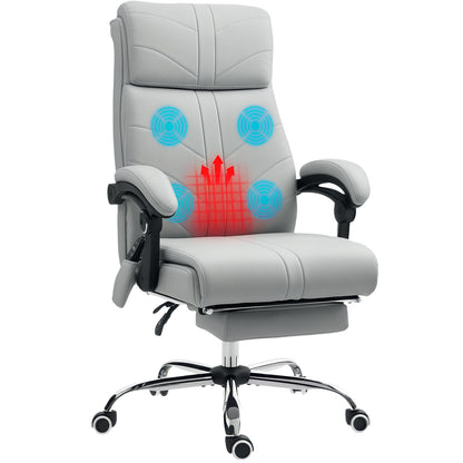 Office Chair with 4 Point Vibration Massage and Heat, Footrest, Light Grey