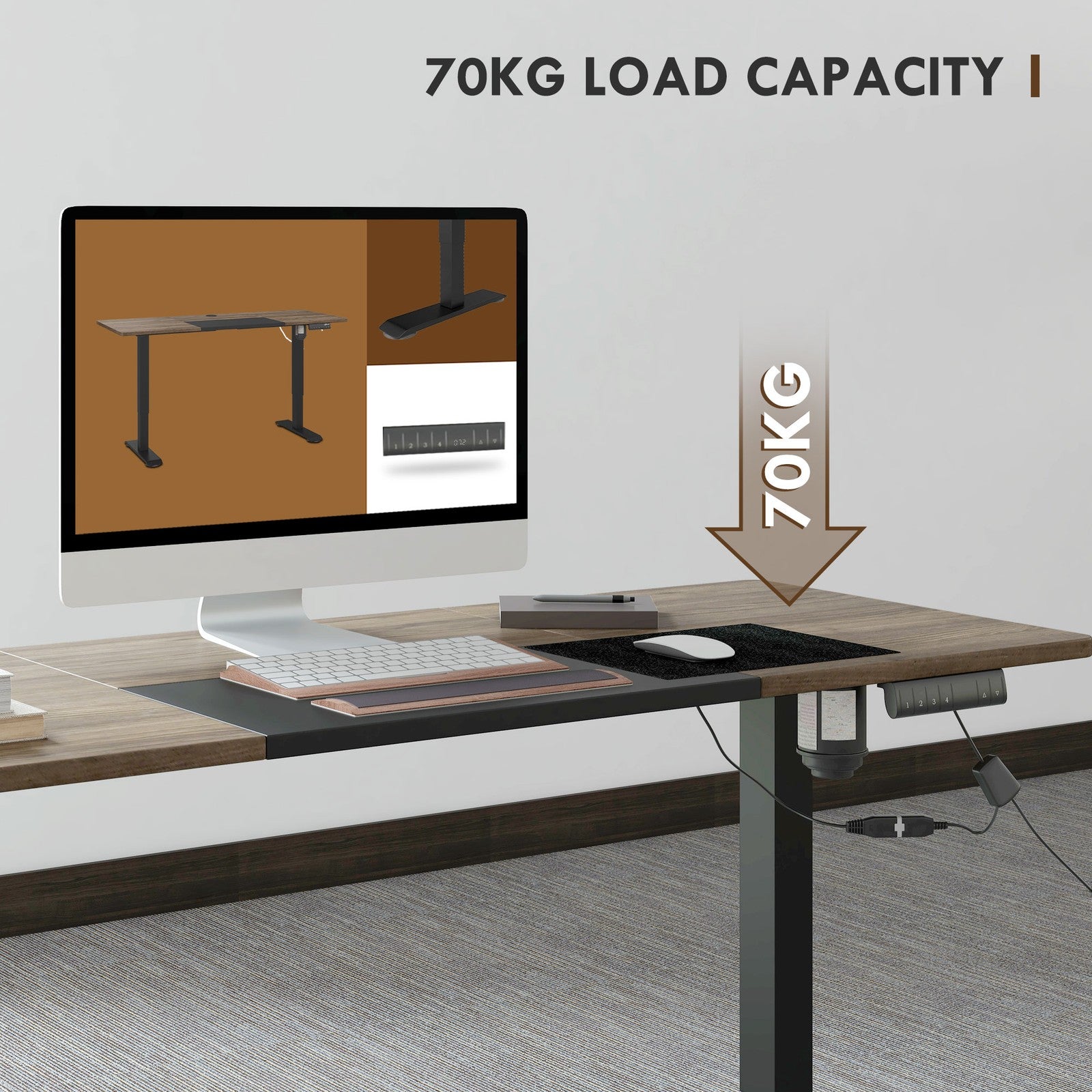 Height Adjustable Electric Standing Desk Stand up Desk for Home Office Black
