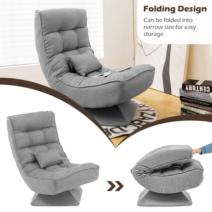 4-Position Adjustable Floor Chair with Swivel Base