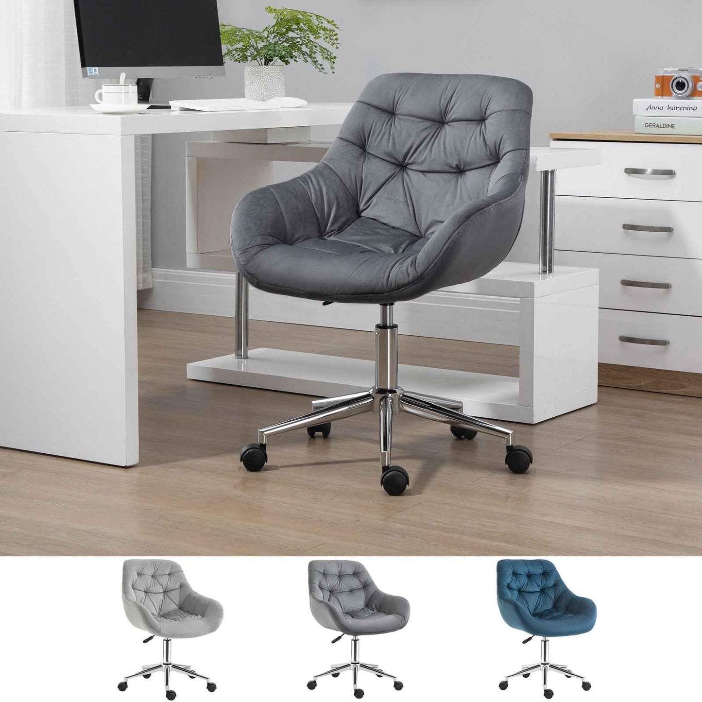 Velvet Home Office Chair with Adjustable Height - Ergo Heights