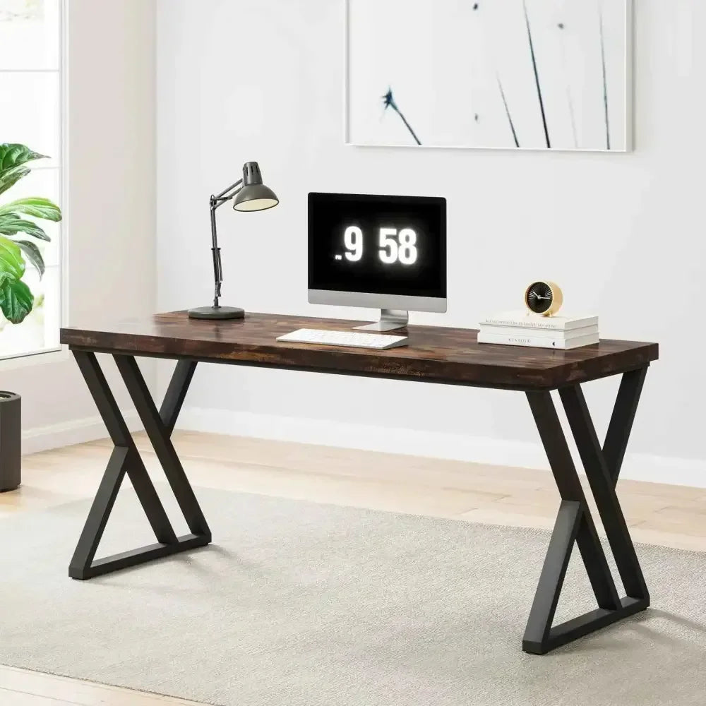 Executive Desk – Dark Brown Oak-Effect, Steel Z-Frame – additional view 5