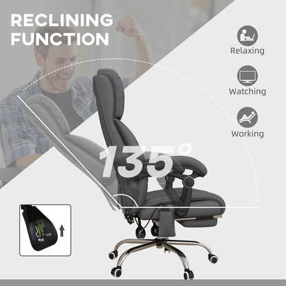 Office Chair with 4 Point Vibration Massage and Heat, Footrest, Light Grey