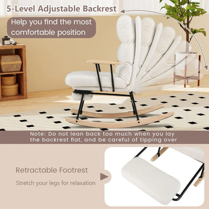 Nursery Rocking Chair Teddy Velvet Upholstered Rocking Chair