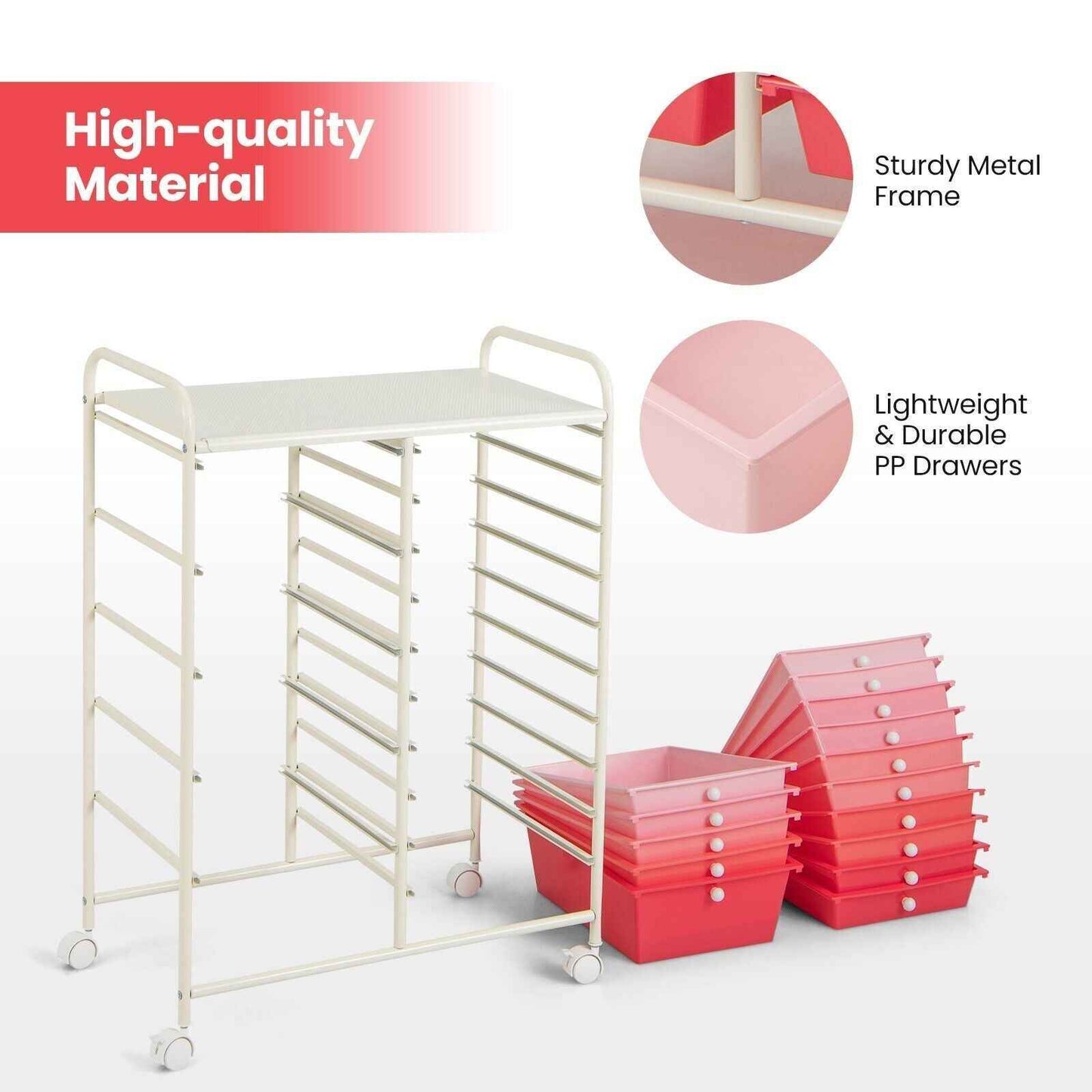 Ergo Heights Multi-Colour Storage Cart for Workspace - Ergo Heights