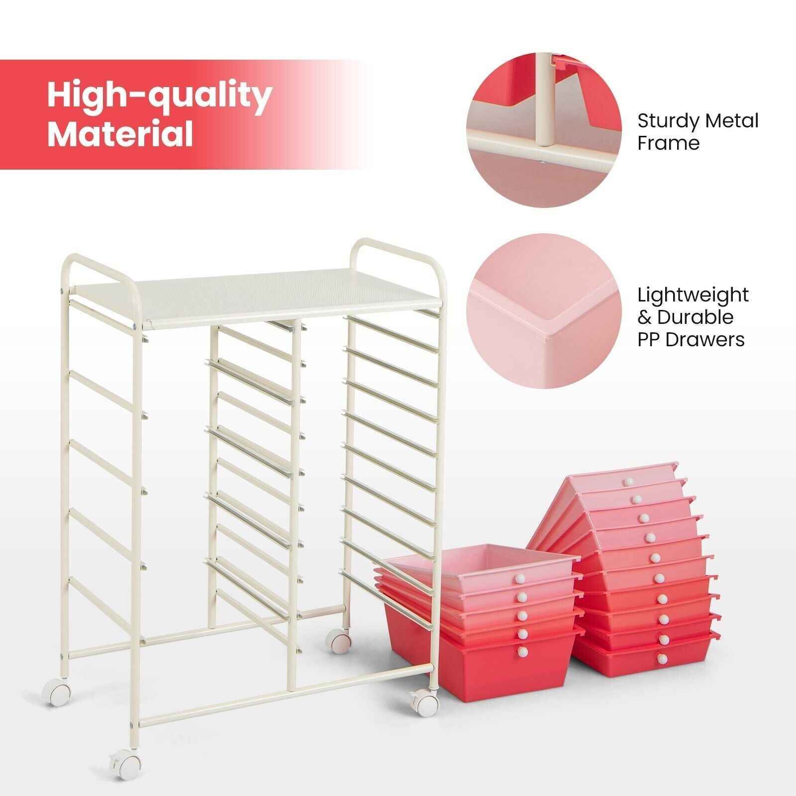 Ergo Heights Multi-Colour Storage Cart for Workspace - Ergo Heights