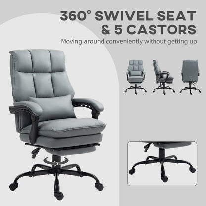 HOMCOM Executive Office Chair, PU Leather Desk Chair with Armrests Grey