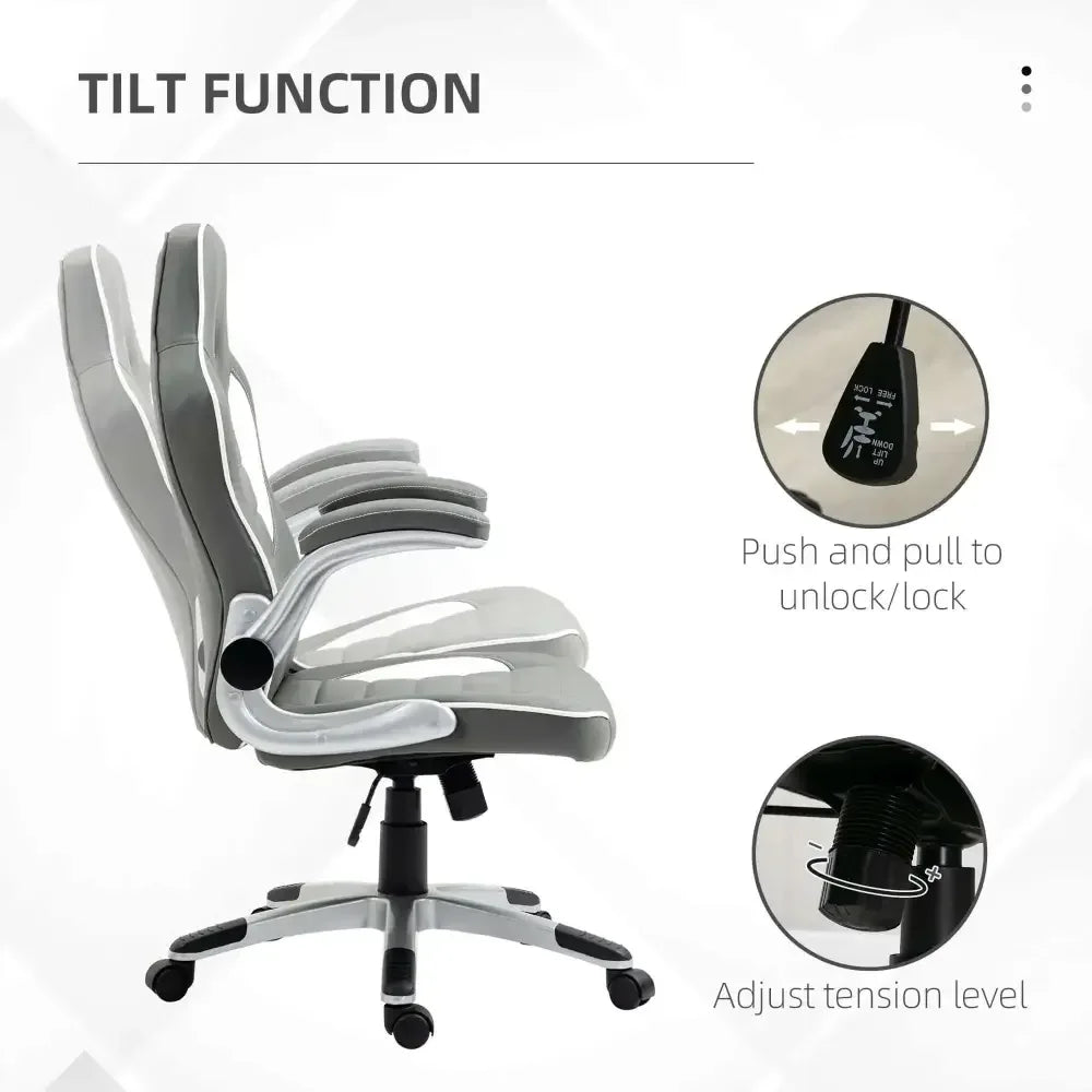Racing Gaming Chair Height Adjustable Swivel Chair with Flip up Armrests - Ergo Heights