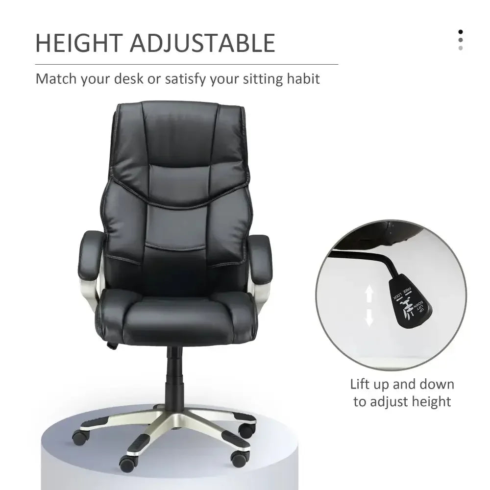 Executive Computer Office Desk Chair High Back Faux Leather Swivel Chair - Ergo Heights