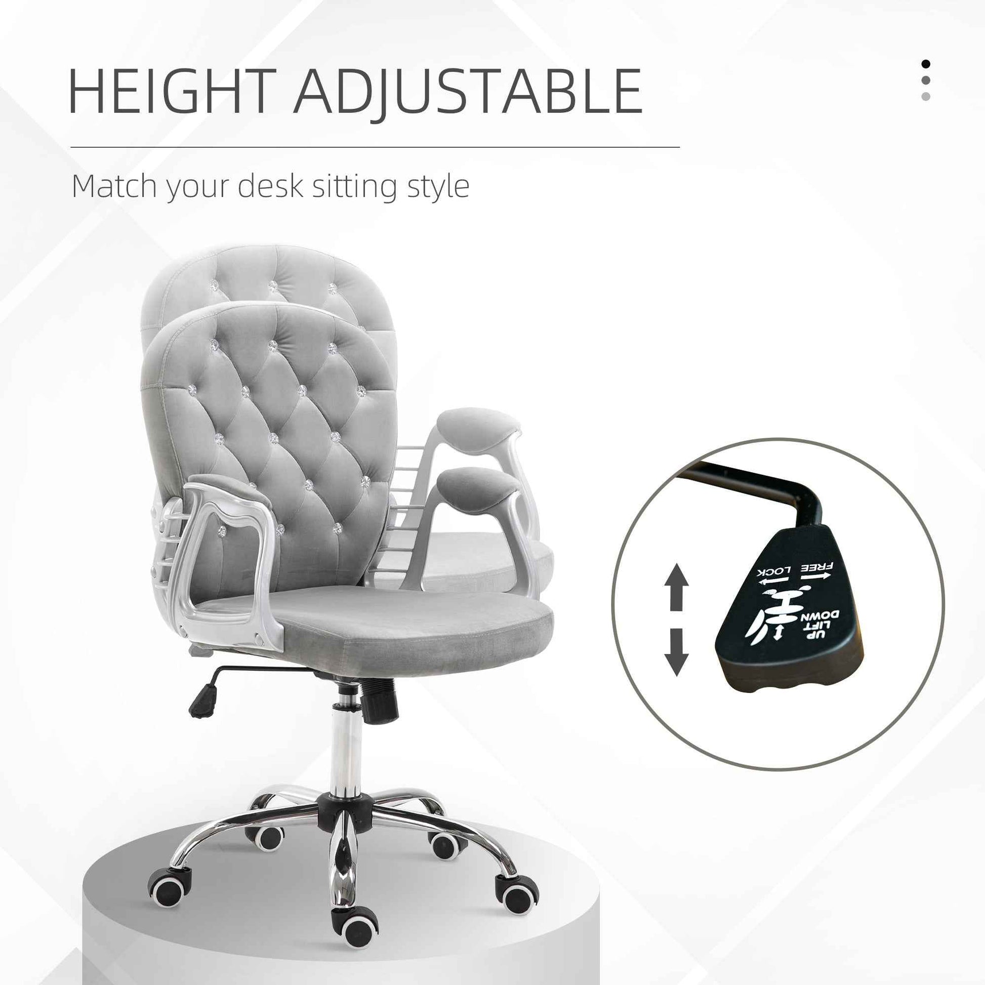 Ergo Heights Diamante Swivel Office Chair White Gold - Ergo Heights