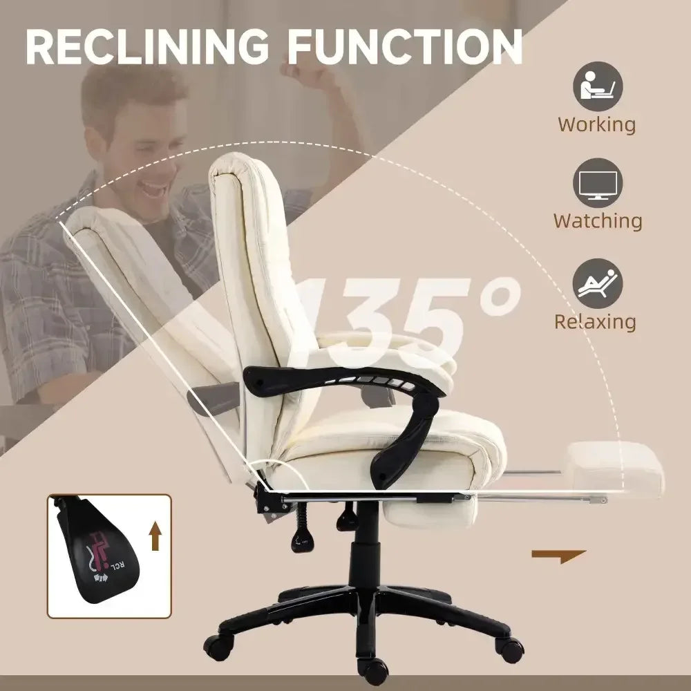 PU Leather Executive Office Chair with Foot Rest - Ergo Heights
