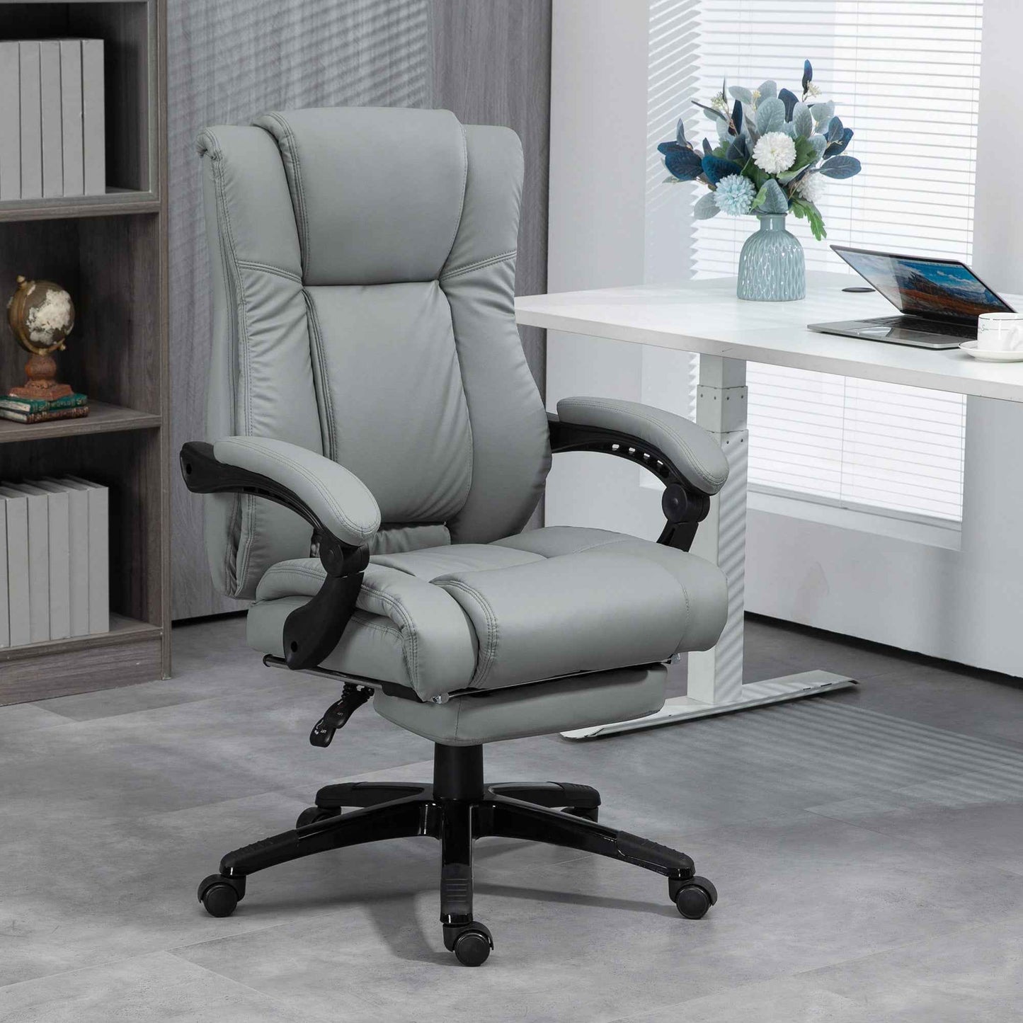 PU Leather Executive Office Chair with Foot Rest - Ergo Heights