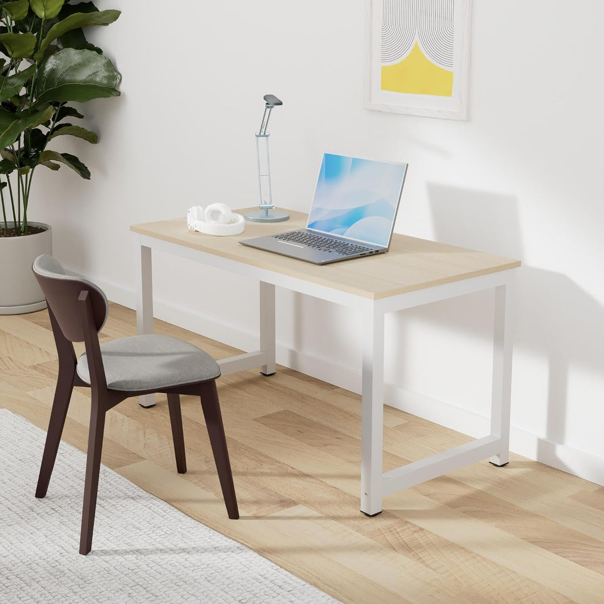 Computer Desk 120×60 cm | Home Office, Study & Gaming | Beech White - Ergo Heights
