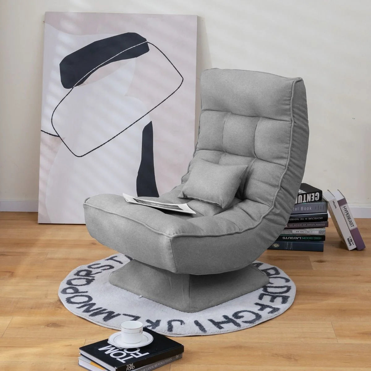 4-Position Adjustable Floor Chair with Swivel Base