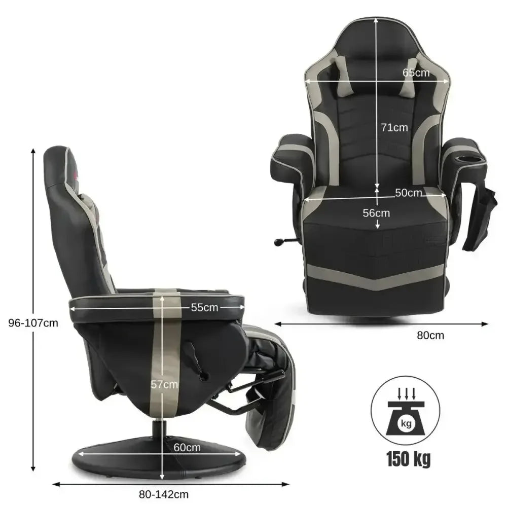 Electric Massage Gaming Chair with Cup Holder and Side Pouch - Ergo Heights
