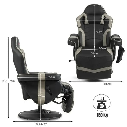 Electric Massage Gaming Chair with Cup Holder and Side Pouch - Ergo Heights