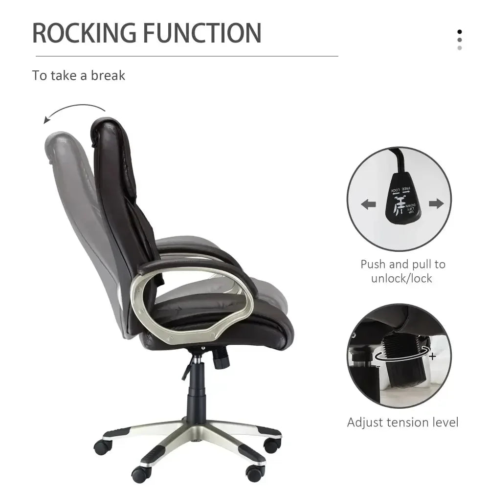 Executive Computer Office Desk Chair High Back Faux Leather Swivel Chair - Ergo Heights