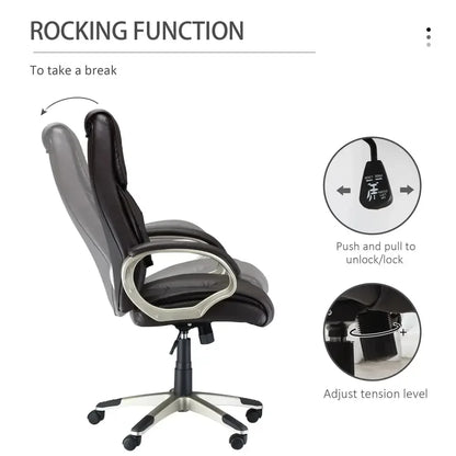 Executive Computer Office Desk Chair High Back Faux Leather Swivel Chair - Ergo Heights