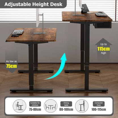 Electric Height Adjustable Standing Desk with Drawer - Ergo Heights
