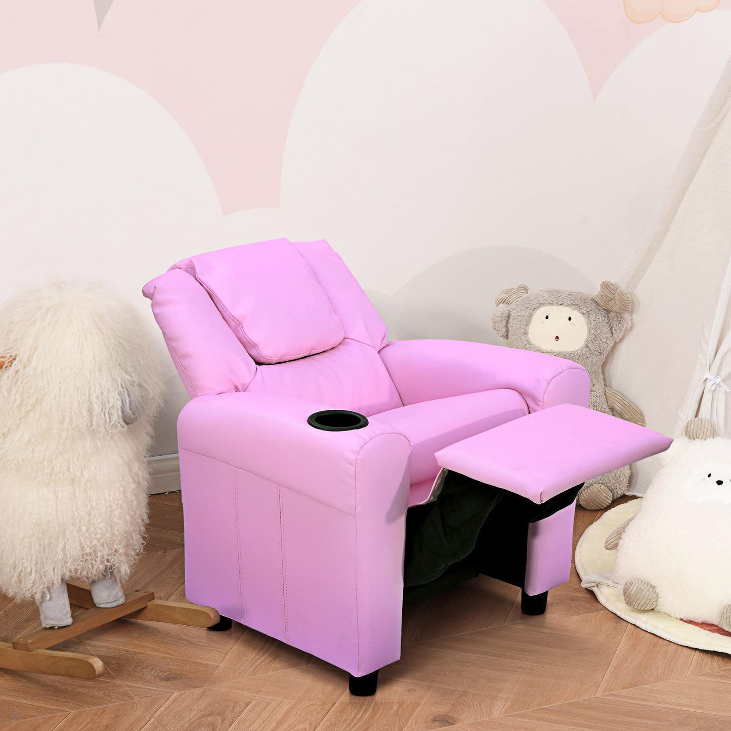 Kids Recliner Armchair Games Chair Sofa Childrens Seat in PU Leather Pink Blue