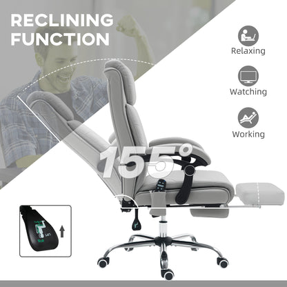 Office Chair with 4 Point Vibration Massage and Heat, Footrest, Light Grey
