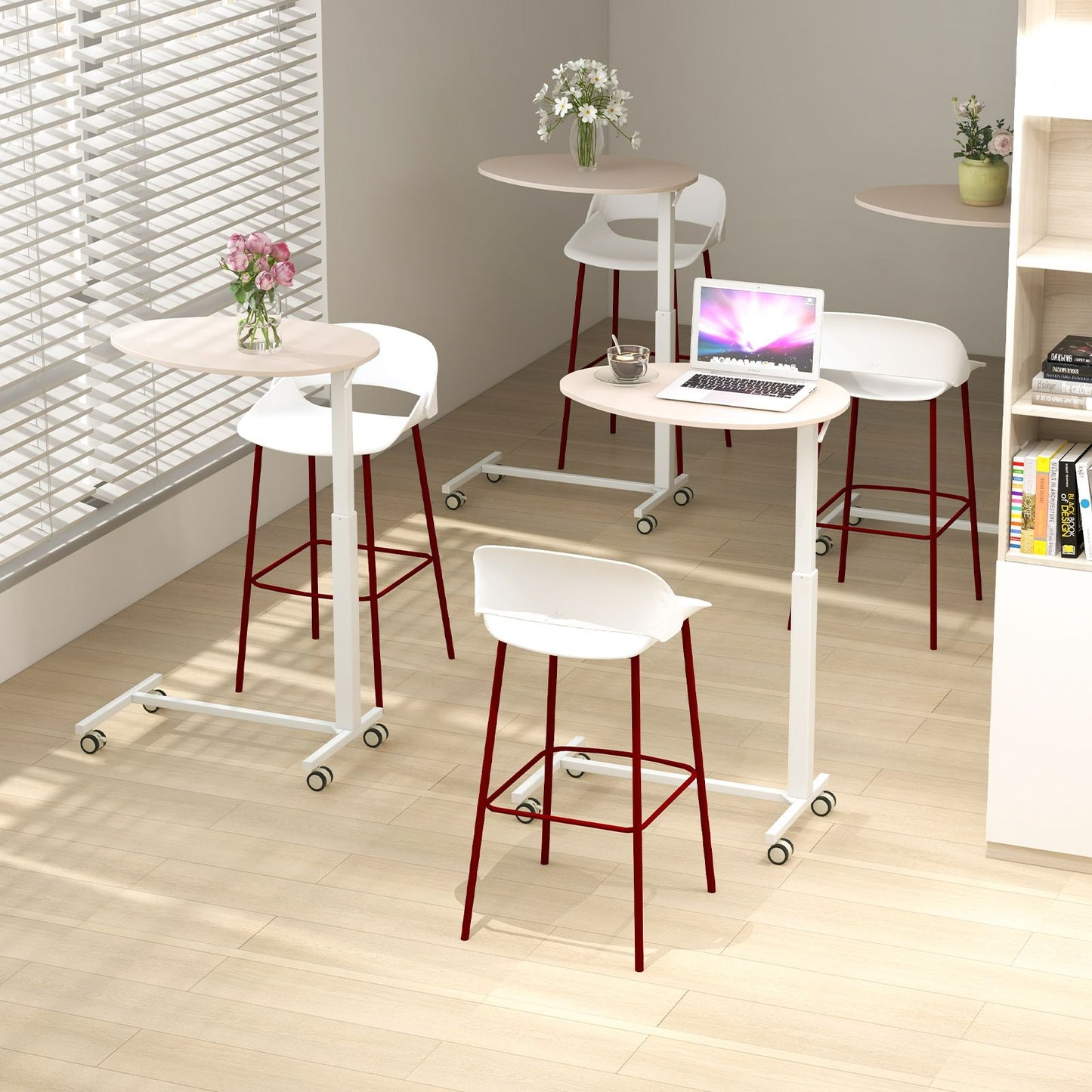 Mobile Standing Desk with Pneumatic Lift