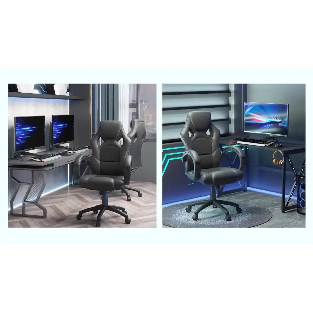 Vinsetto Racing Gaming Chair, PU Leather Swivel Office Gamer Chair Black