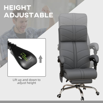 Office Chair with 4 Point Vibration Massage and Heat, Footrest, Light Grey