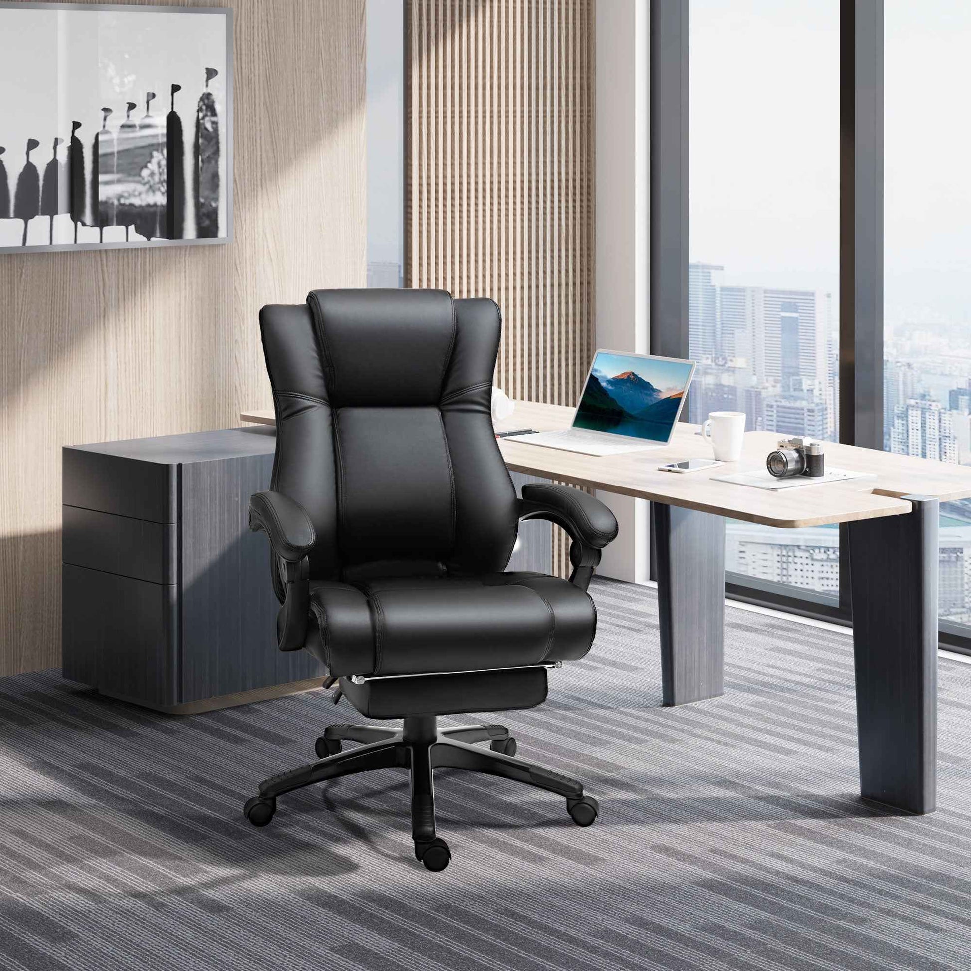 PU Leather Executive Office Chair with Foot Rest - Ergo Heights
