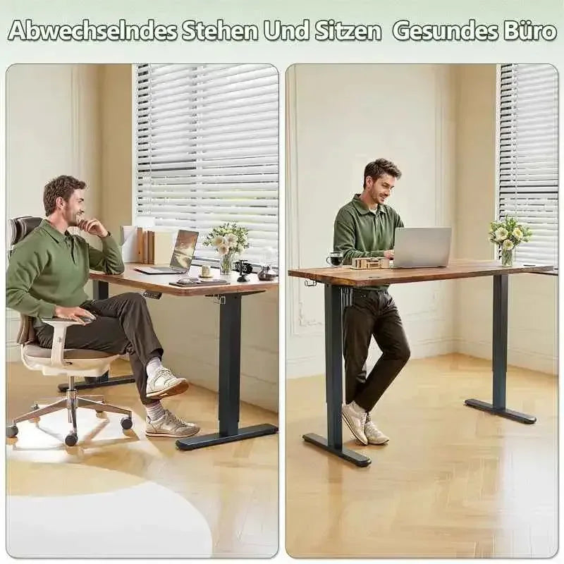 White Electric Standing Desk with Memory Presets and E1 Grade Desktop - Ergo Heights