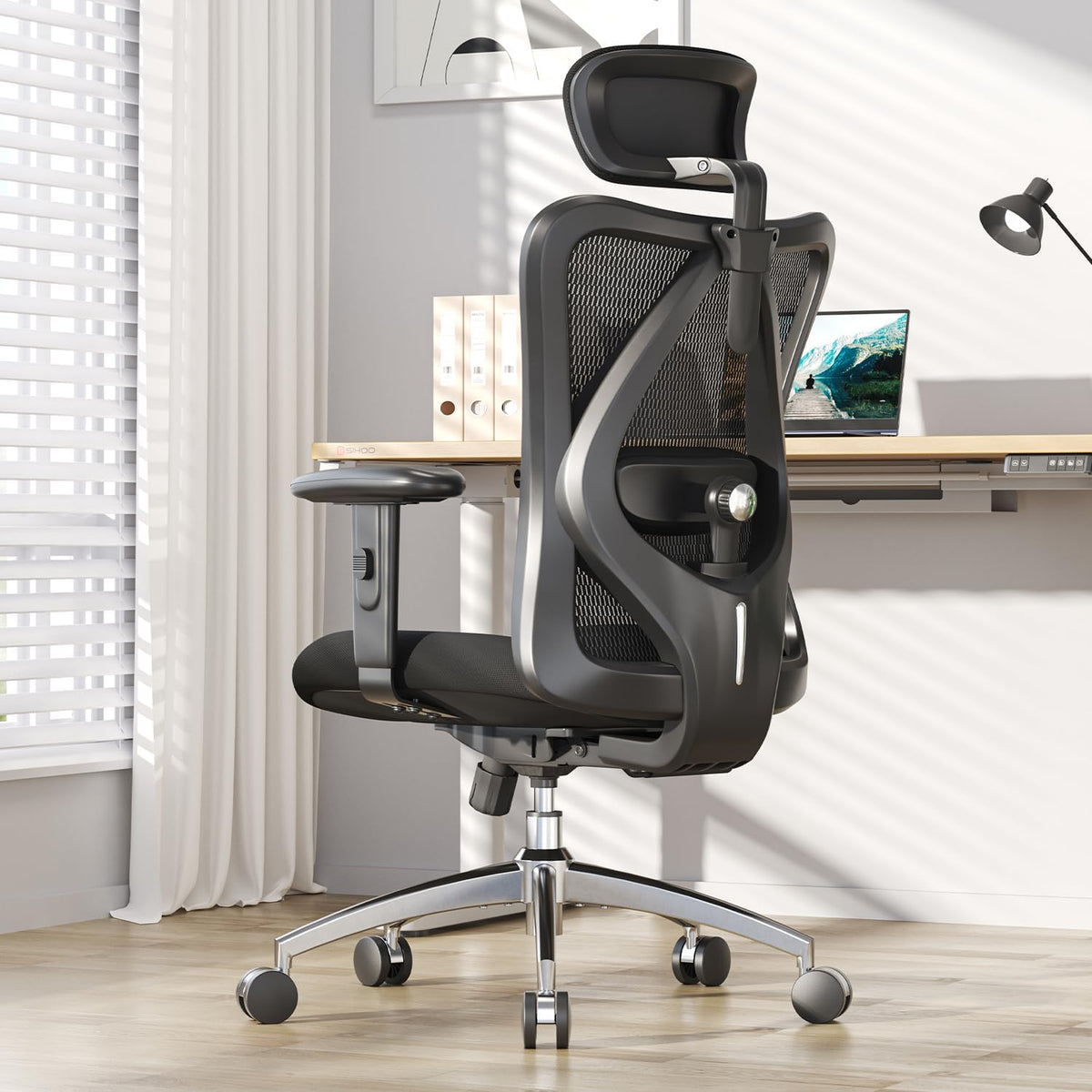 M18 Ergonomic Office Chair, Adjustable Lumbar Support, 330 Lb, Black