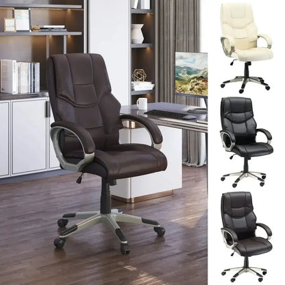 Executive Computer Office Desk Chair High Back Faux Leather Swivel Chair - Ergo Heights