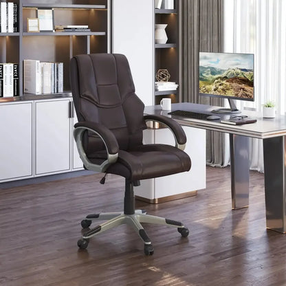 Executive Computer Office Desk Chair High Back Faux Leather Swivel Chair - Ergo Heights
