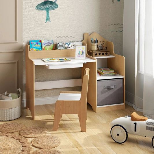 Ergo Heights Children's Desk and Chair with Storage Unit.
