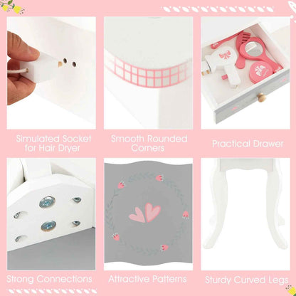 Kids Vanity Table Set with Chair – Ergo Heights - Ergo Heights