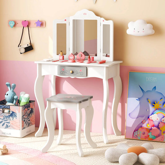 Ergo Heights Childrens Vanity Table With Chair Set.
