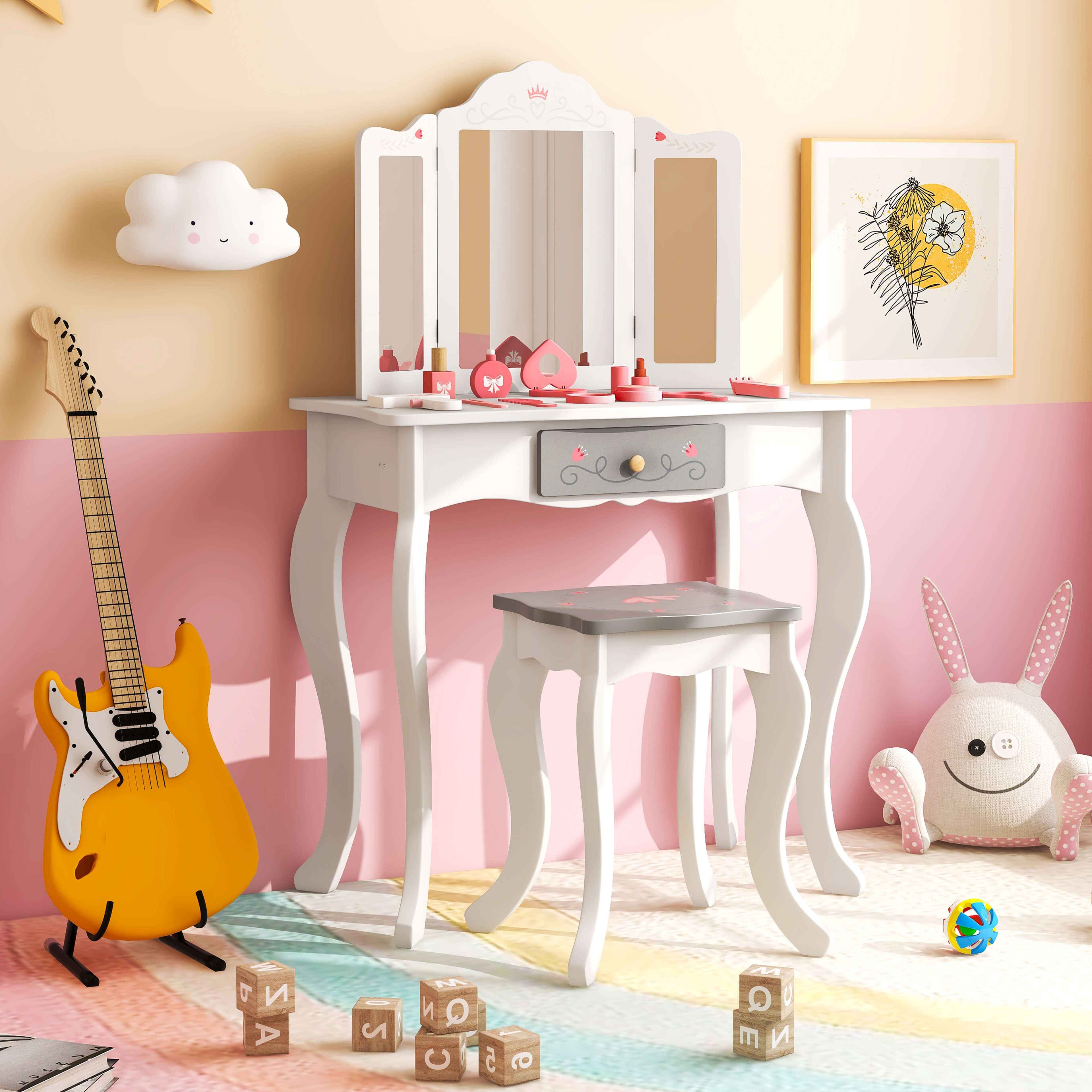 Kids Vanity Table Set with Chair – Ergo Heights - Ergo Heights